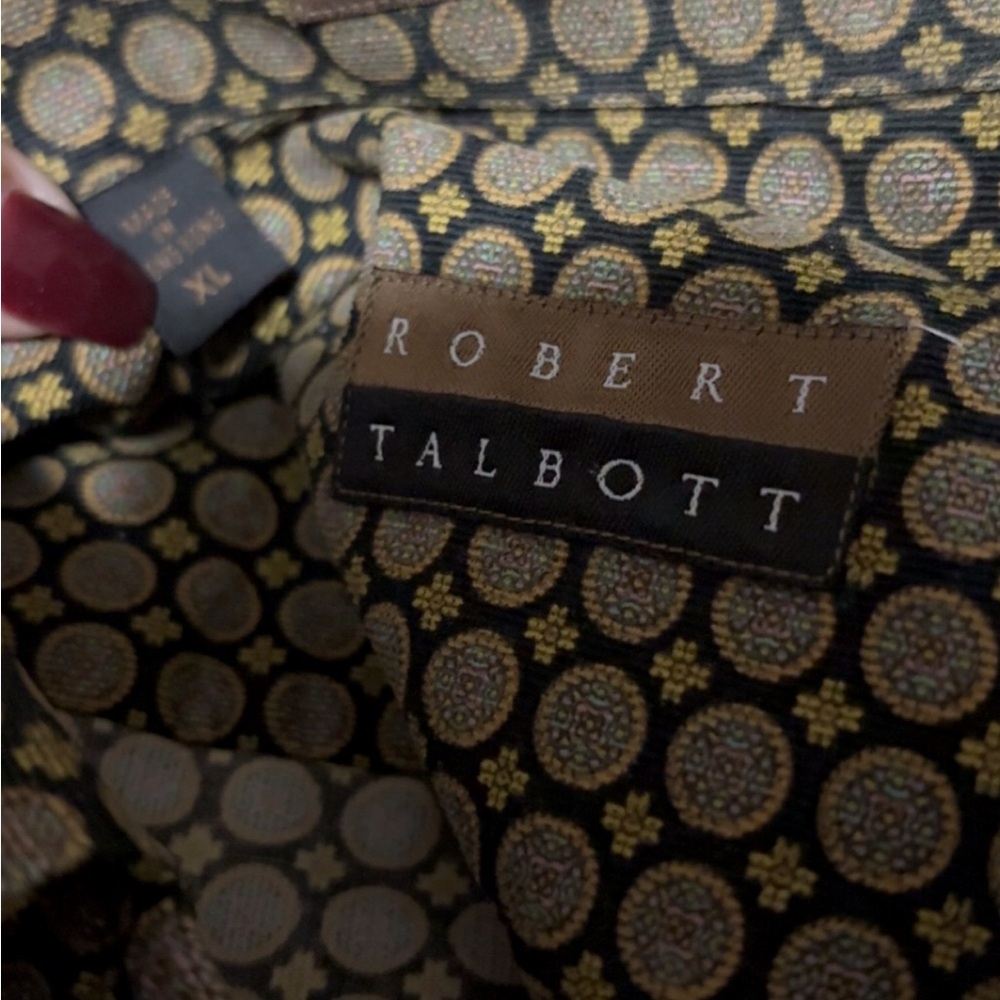 Robert Talbott Geometric Patterned Shirt in Gold and Brown
